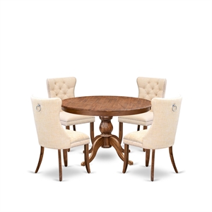 East West Furniture Ferris 5-Piece Mid Century Dining Set in Walnut Finish