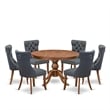 East West Furniture Ferris 7-Piece Dinner Table Set in Walnut Finish