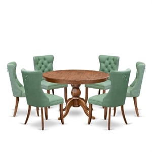 East West Furniture Ferris 7-Piece Modern Dining Table Set in Walnut Finish