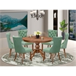 East West Furniture Ferris 7-Piece Modern Dining Table Set in Walnut Finish