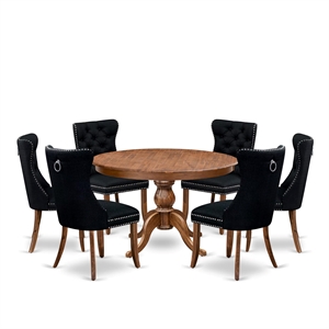 East West Furniture Ferris 7-Piece Kitchen Table Set in Walnut Finish