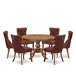 East West Furniture Ferris 7-Piece Mid Century Dining Set in Walnut Finish