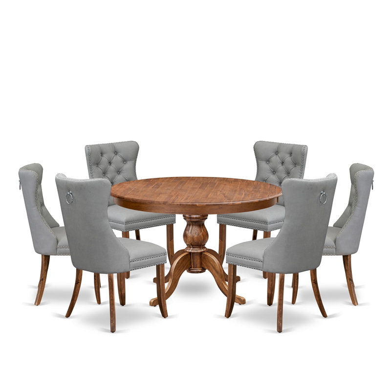 East West Furniture Ferris 7-Piece Mid Century Dining Set in Walnut Finish