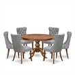 East West Furniture Ferris 7-Piece Mid Century Dining Set in Walnut Finish