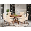 East West Furniture Ferris 7-Piece Dining Table Set in Walnut Finish