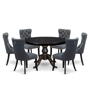 East West Furniture Ferris 7-Piece Modern Dining Table Set in Black Finish