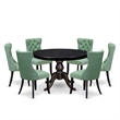 East West Furniture Ferris 7 Piece Round Kitchen Table Set in Black Finish