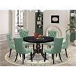 East West Furniture Ferris 7 Piece Round Kitchen Table Set in Black Finish