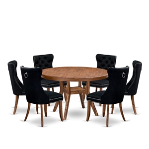 East West Furniture Ferris 7-Piece Kitchen Table Set in Walnut Finish