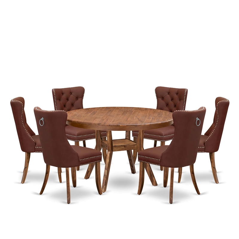 East West Furniture Ferris 7-Piece Modern Dining Table Set in Walnut Finish