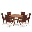 East West Furniture Ferris 7-Piece Modern Dining Table Set in Walnut Finish