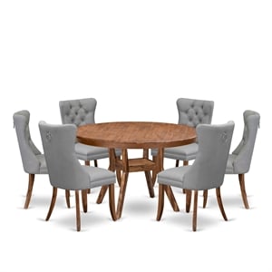 East West Furniture Ferris 7-Piece Modern Dining Table Set in Walnut Finish