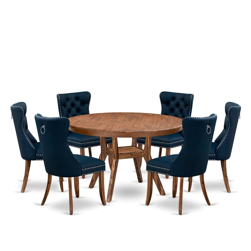 East West Furniture Ferris 7-Piece Modern Dining Table Set in Walnut Finish