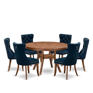 East West Furniture Ferris 7-Piece Modern Dining Table Set in Walnut Finish