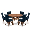 East West Furniture Ferris 7-Piece Modern Dining Table Set in Walnut Finish