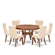 East West Furniture Ferris 7-Piece Dining Table Set in Walnut Finish