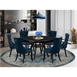 East West Furniture Ferris 7 Piece Round Dining Table Set in Black Finish