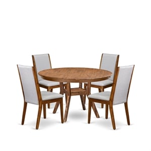 East West Furniture Ferris 5-Piece Mid Century Modern Dining Set in Walnut
