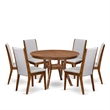 East West Furniture Ferris 7-Piece Dining Table Set in Walnut Finish