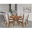 East West Furniture Ferris 7-Piece Dining Table Set in Walnut Finish