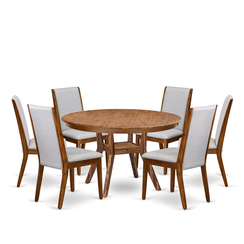 East West Furniture Ferris 7-Piece Modern Dining Table Set in Walnut Finish
