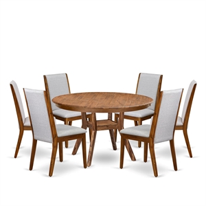 East West Furniture Ferris 7-Piece Modern Dining Table Set in Walnut Finish