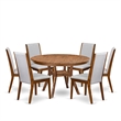 East West Furniture Ferris 7-Piece Modern Dining Table Set in Walnut Finish
