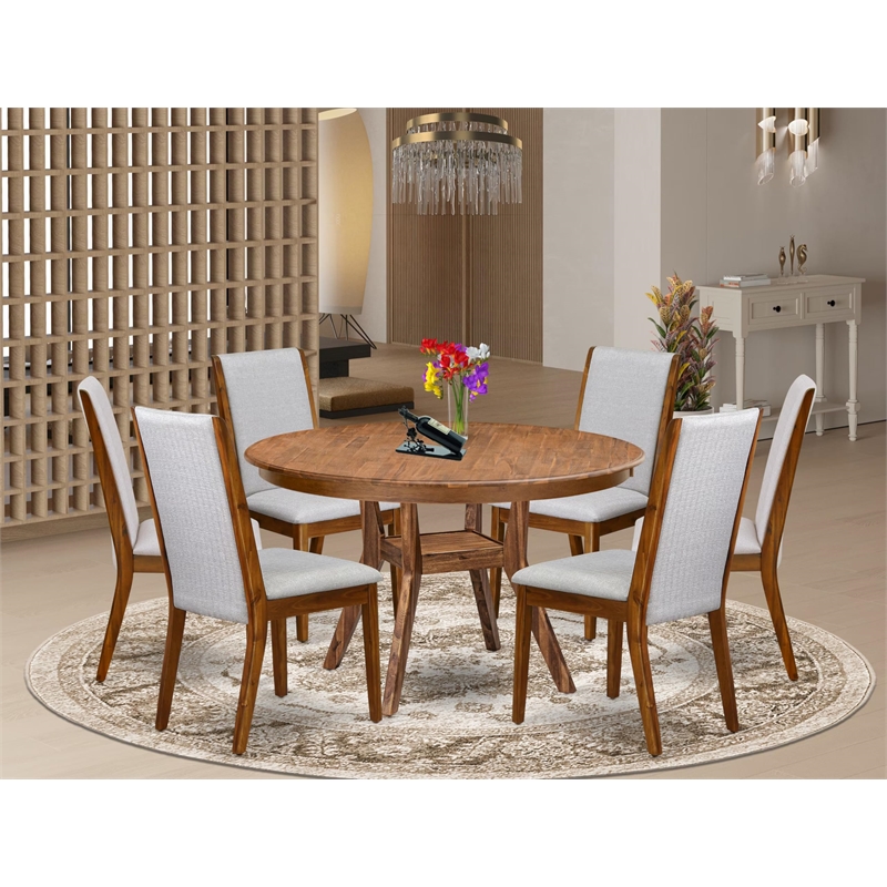 East West Furniture Ferris 7-Piece Modern Dining Table Set in Walnut Finish