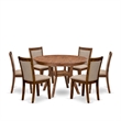 East West Furniture Ferris 7-Piece Dining Table Set in Walnut Finish