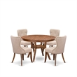 East West Furniture Ferris 5-Piece Dining Table Set in Walnut Finish