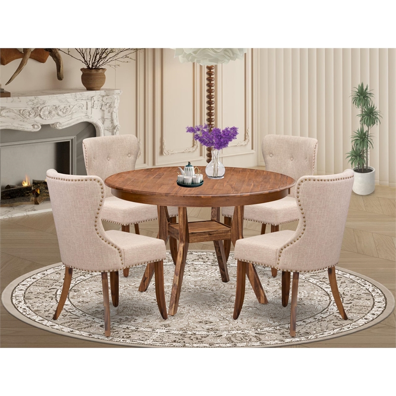 East West Furniture Ferris 5-Piece Dining Table Set in Walnut Finish