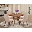 East West Furniture Ferris 5-Piece Dining Table Set in Walnut Finish