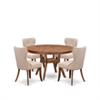 East West Furniture Ferris 5-Piece Dining Table Set in Walnut Finish