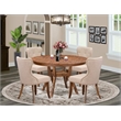 East West Furniture Ferris 5-Piece Dining Table Set in Walnut Finish