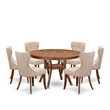 East West Furniture Ferris 7-Piece Mid-Century Kitchen Table Set in Walnut