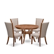 East West Furniture Ferris 5 Piece Round Kitchen Table Set in Walnut Finish