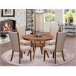 East West Furniture Ferris 5 Piece Round Kitchen Table Set in Walnut Finish