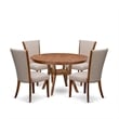 East West Furniture Ferris 5 Piece Round Dining Room Set in Walnut Finish
