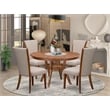 East West Furniture Ferris 5 Piece Round Dining Room Set in Walnut Finish