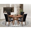 East West Furniture Ferris 5 Piece Round Dining Table Set in Walnut Finish
