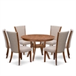 East West Furniture Ferris 7 Piece Round Dining Set in Walnut Finish