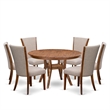East West Furniture Ferris 7 Piece Round Kitchen Set in Walnut Finish