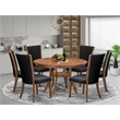 East West Furniture Ferris 7 Piece Round Dining Room Set in Walnut Finish