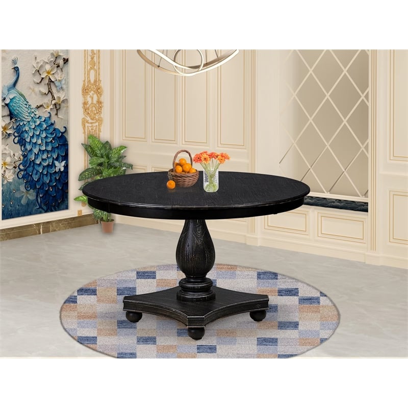 East West Furniture Ferris Mid Century Dining Table in Black Finish