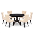 East West Furniture Ferris 7-Piece Kitchen Table Set in Black Finish