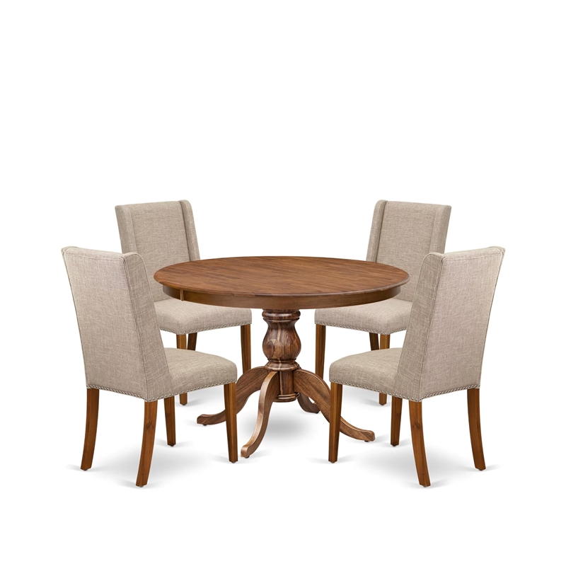 East West Furniture Ferris 5-Piece Mid-Century Dining Table Set in Walnut Finish