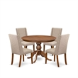 East West Furniture Ferris 5-Piece Mid-Century Dining Table Set in Walnut Finish