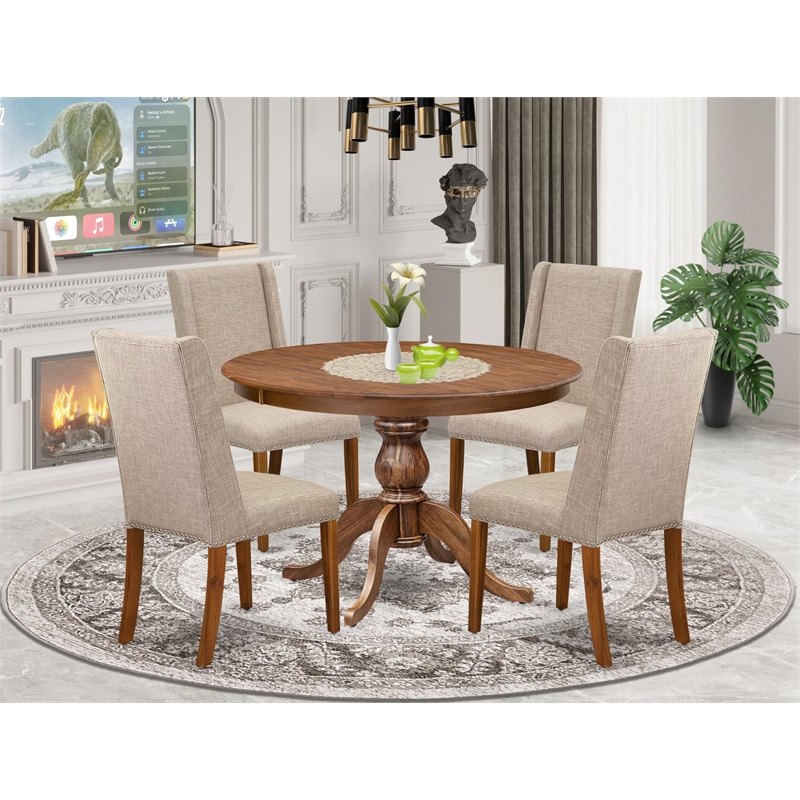 East West Furniture Ferris 5-Piece Mid-Century Dining Table Set in Walnut Finish