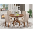 East West Furniture Ferris 5-Piece Mid-Century Dining Table Set in Walnut Finish