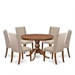 East West Furniture Ferris 7-Piece Dining Table Set in Walnut Finish